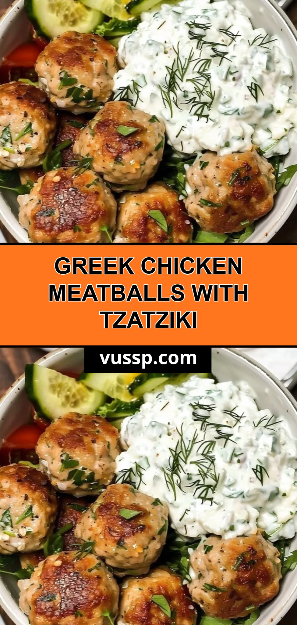 Greek Chicken Meatballs with Tzatziki