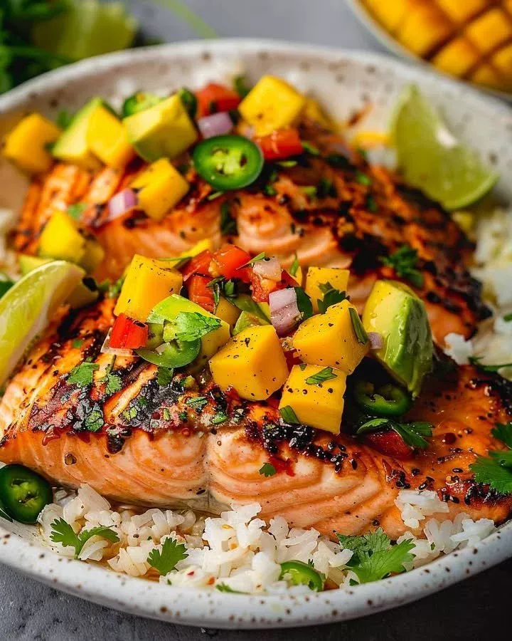 Grilled Salmon and Mango Salsa