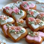 Decorated heart shaped cookies with royal icing for Valentine's Day