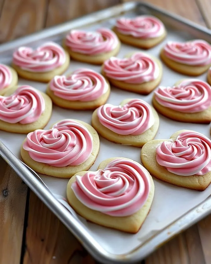 Heart-Shaped Sugar Cookies with Buttercream Roses