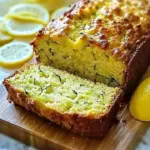 Freshly baked lemon zucchini bread with slices ready to enjoy