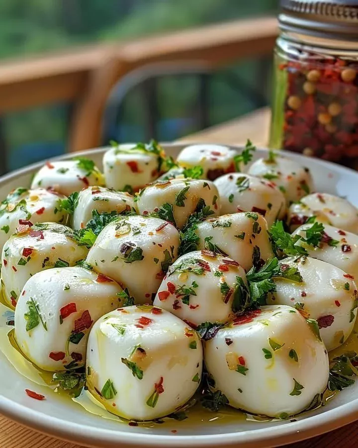 Herbed Marinated Mozzarella with Garlic