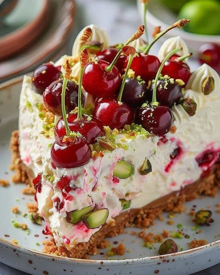 Lemon Lime Cherry Pistachio Cheesecake