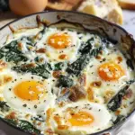 Lemon Parmesan Spinach Baked Eggs served in a vibrant dish.