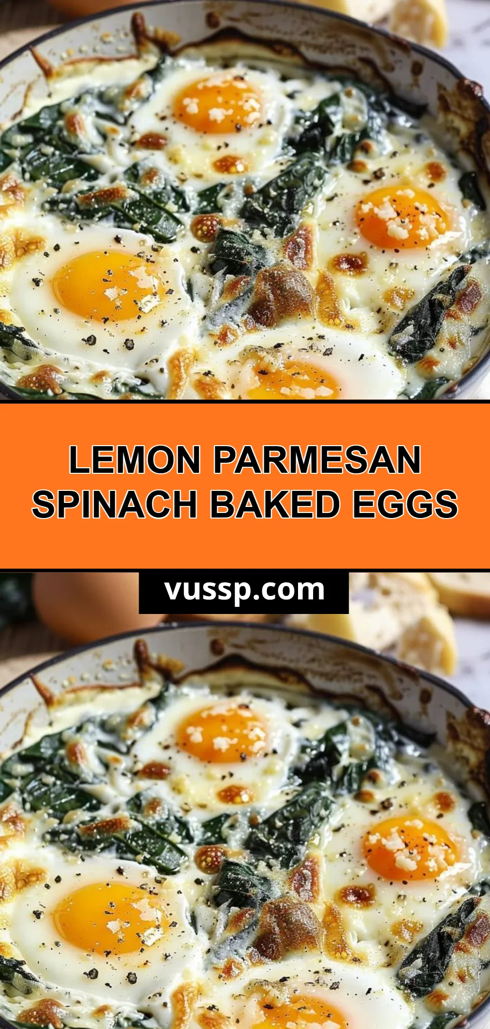 Lemon Parmesan Spinach Baked Eggs
