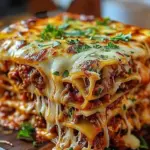 Luxurious lasagna dish presented elegantly, showcasing rich ingredients and gourmet style.
