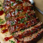 Juicy air fryer meatloaf served with sides on a plate