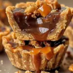 Mini Butterfinger Caramel Crunch Pies with chocolate and caramel drizzle