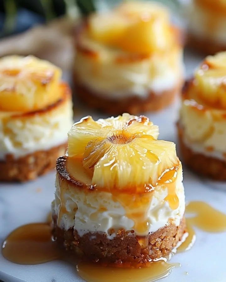 Mini Pineapple Upside-Down Cheesecake Bites