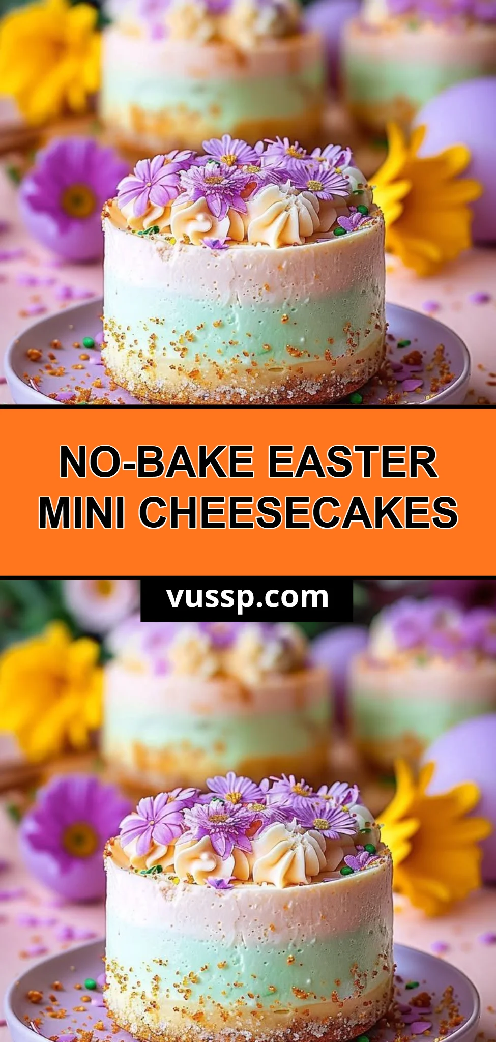No-Bake Easter Mini Cheesecakes