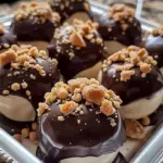 No-bake peanut butter cheesecake bites on a serving plate