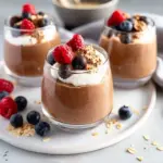 Overnight chocolate cereal with fresh berries in a bowl