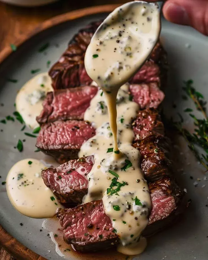 Pan-Seared NY Strip with Creamy Gorgonzola