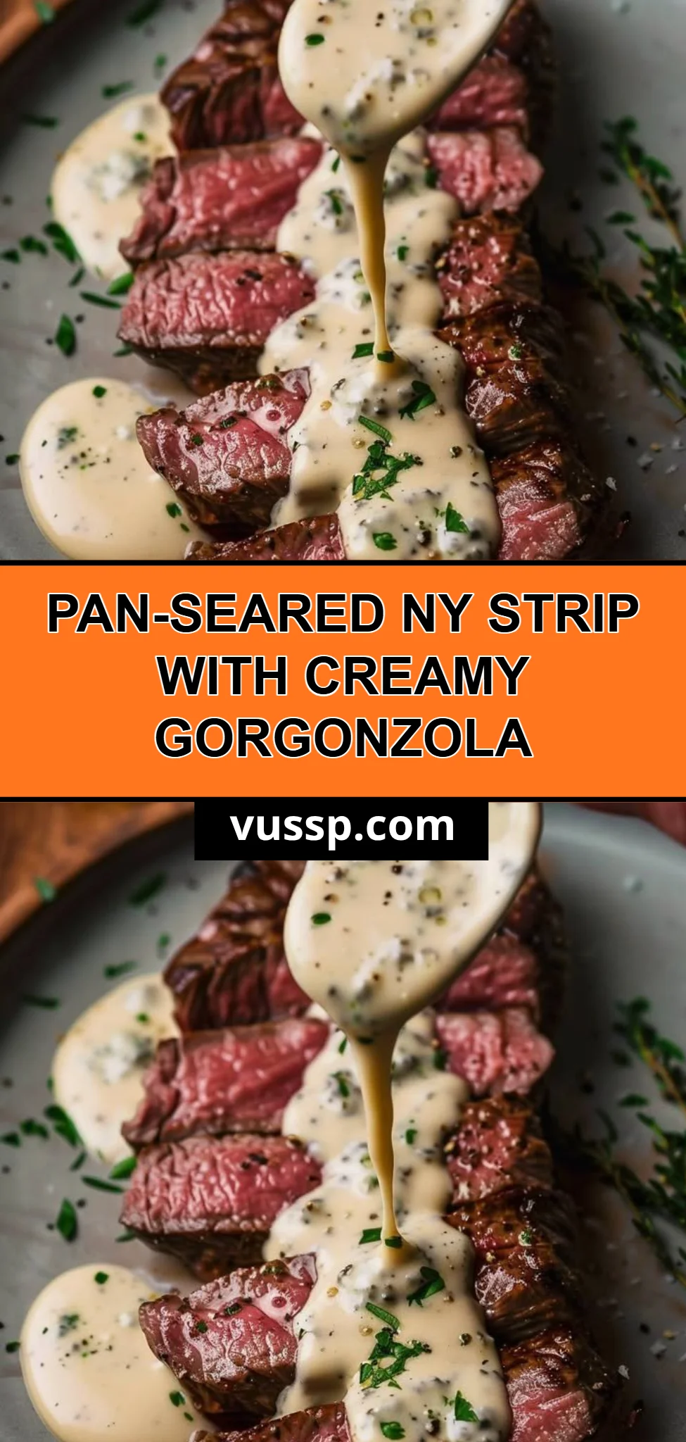 Pan-Seared NY Strip with Creamy Gorgonzola