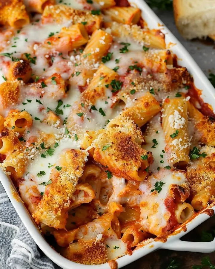 Parmesan Chicken Rigatoni Bake