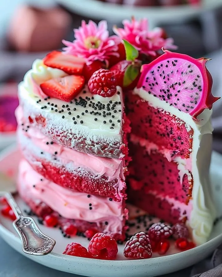 Pink Dragonfruit Layered Cake