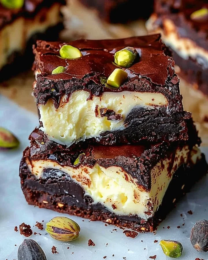 Pistachio Cheesecake Swirl Brownies