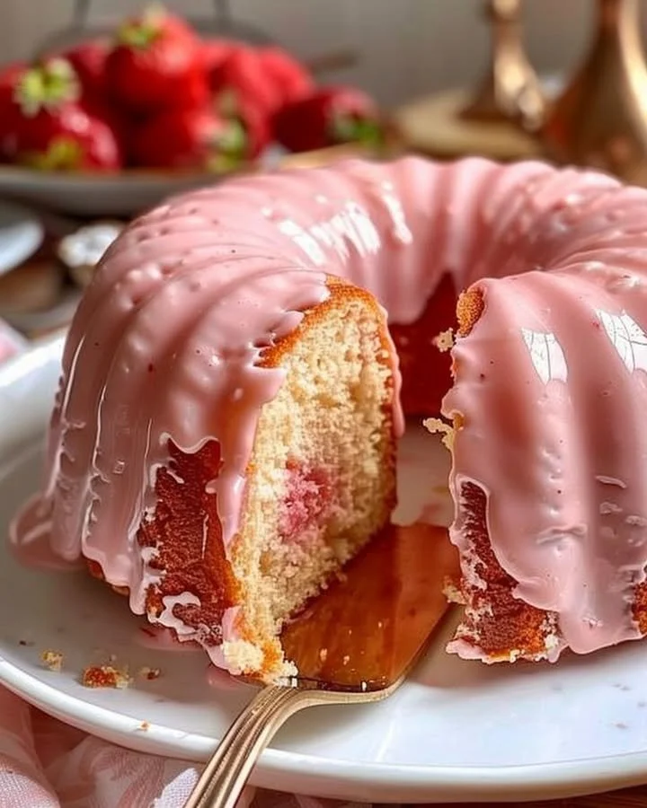 Pound Cake with Strawberry Buttermilk