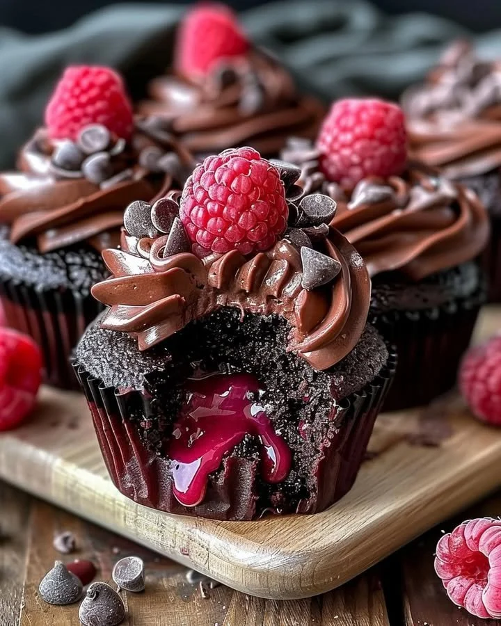Raspberry Chocolate Lava Cupcake Delight