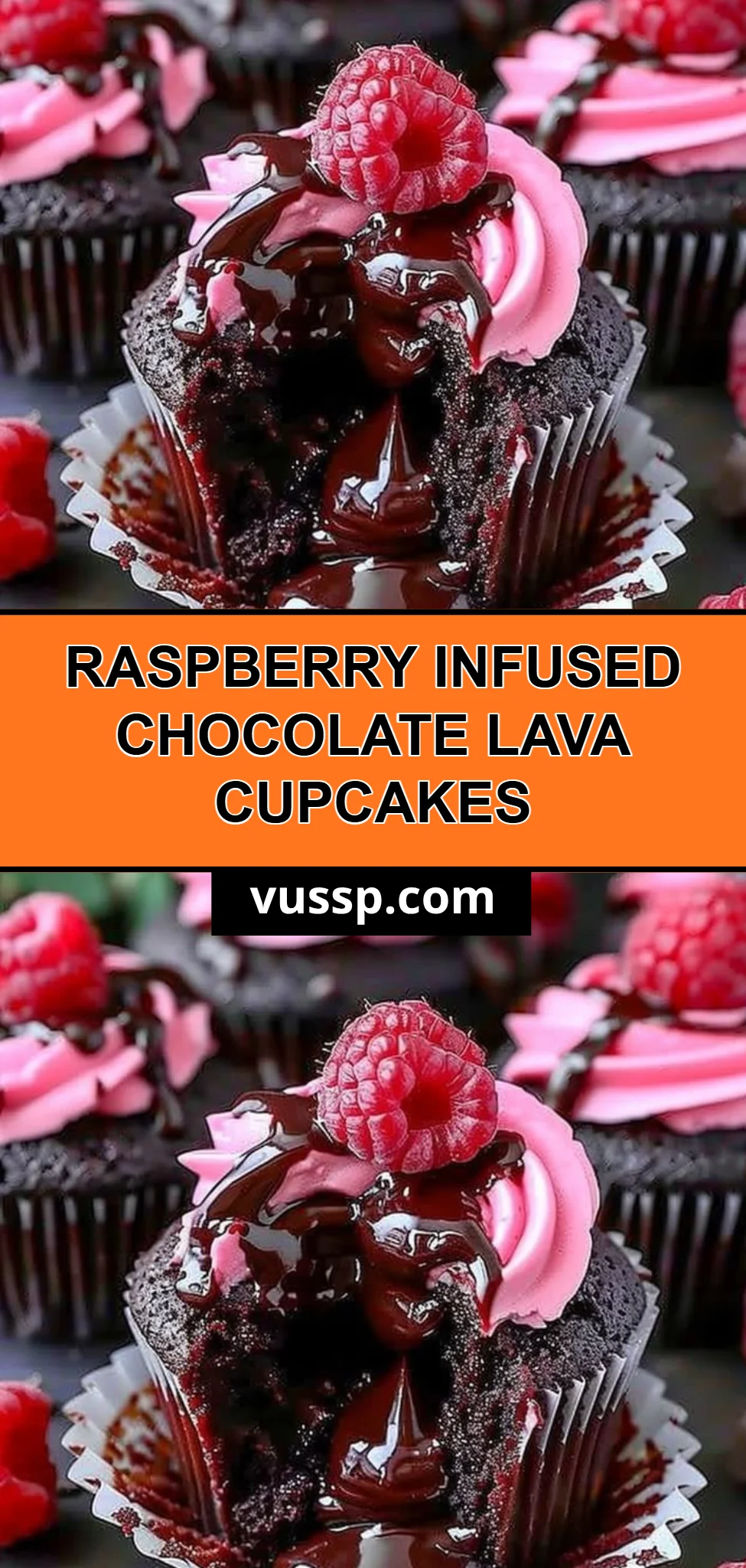 Raspberry Infused Chocolate Lava Cupcakes