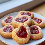 Freshly baked Raspberry Jam Heart Cookies on a cooling rack