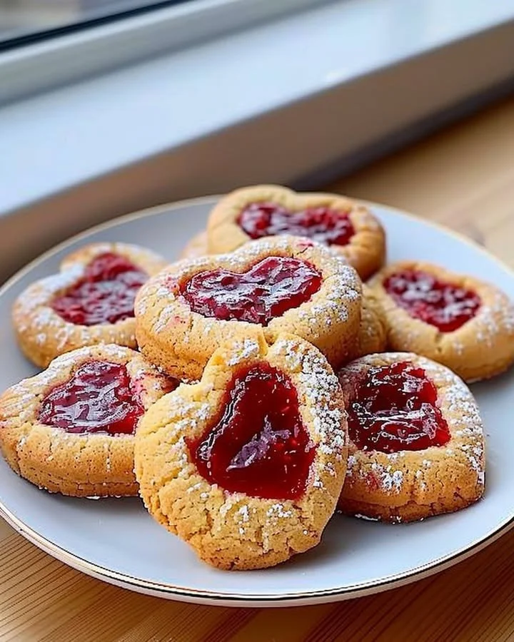 Raspberry Jam Heart Cookies