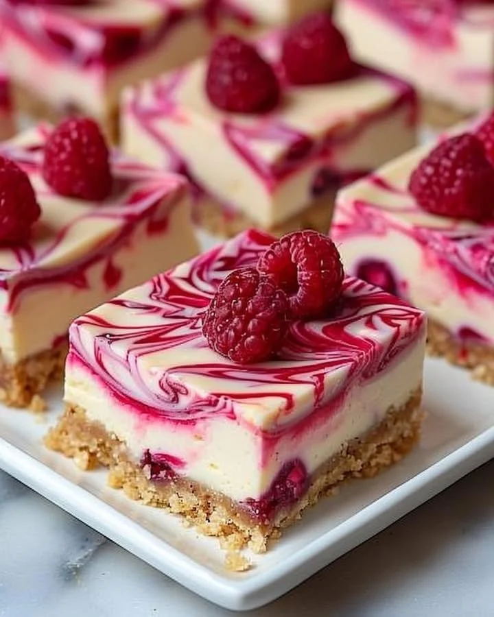 Raspberry Swirl Cheesecake Squares