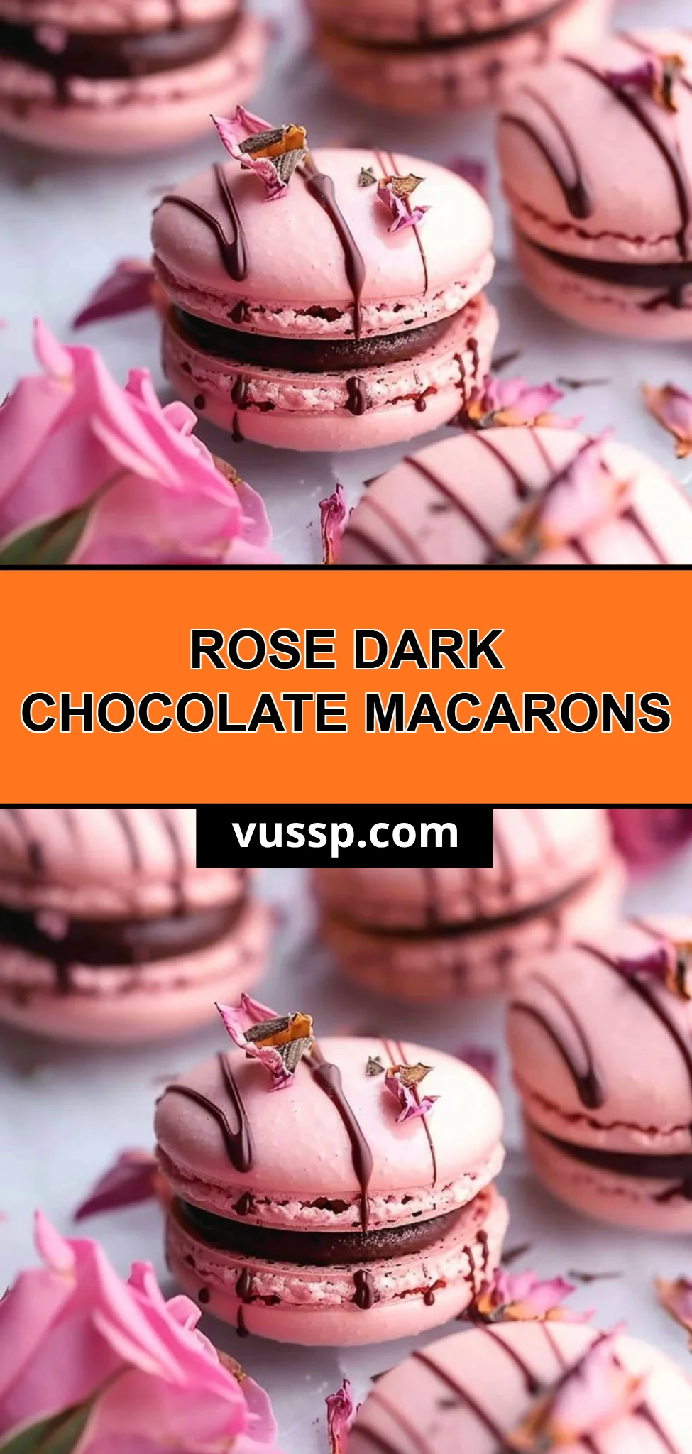 Rose Dark Chocolate Macarons