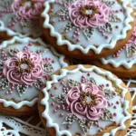 Decorated Royal Icing Gingerbread Cookies on a festive plate