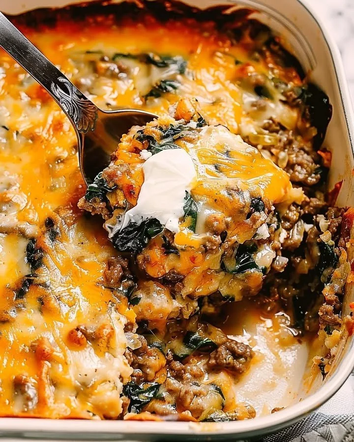 Rustic Italian Beef Spinach Bake