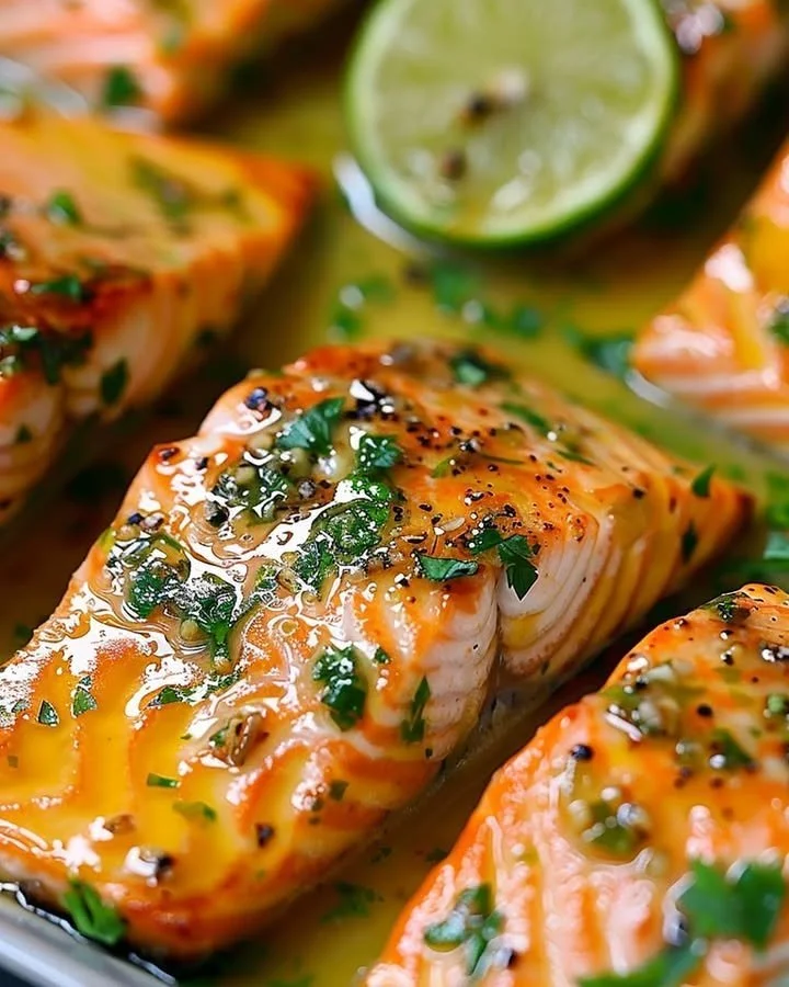 Salmon with Honey Lime Garlic Butter