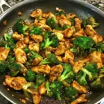 Delicious spicy Szechuan Chicken served with vibrant broccoli