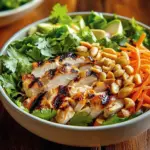 Spicy Thai Peanut Chicken Salad with fresh vegetables and chicken