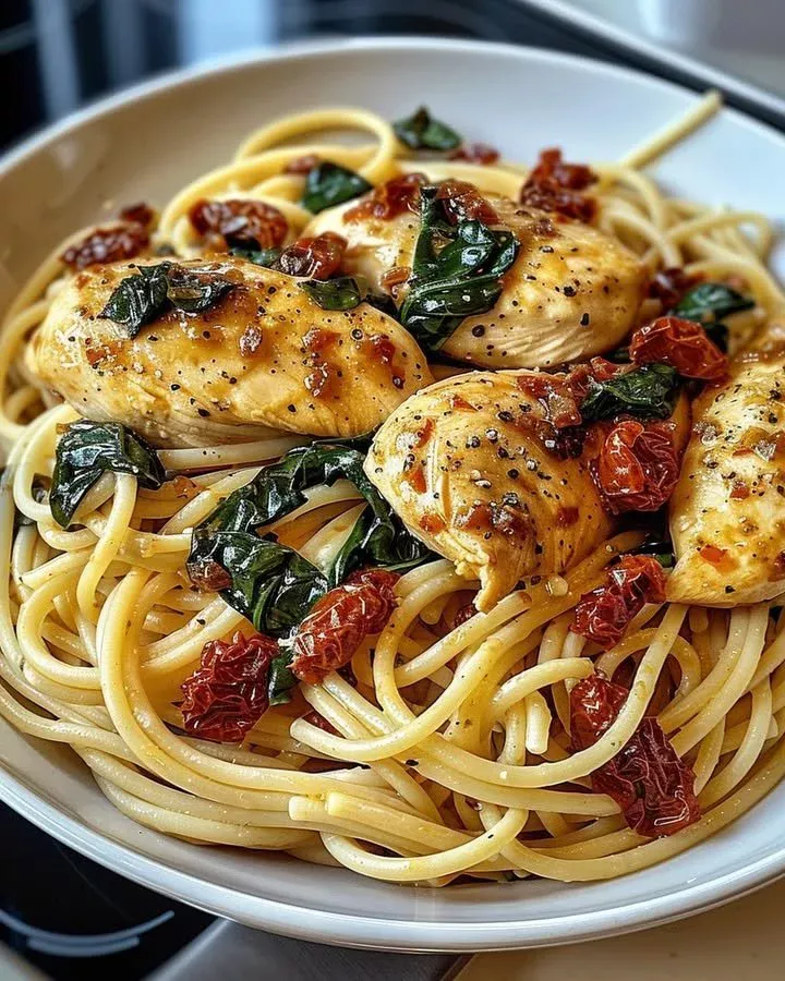 Spinach Sun-Dried Tomato Chicken Pasta