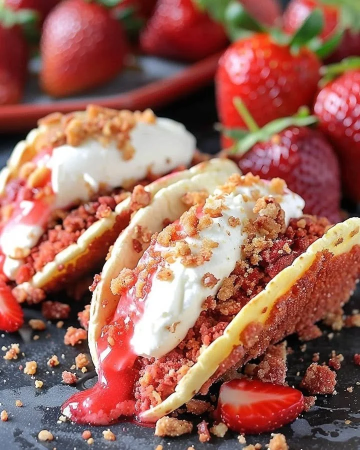Strawberry Cheesecake Crunch Tacos