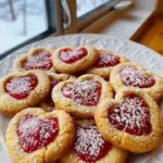 Delicious strawberry kissed cookies on a baking tray