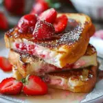 Stuffed Strawberry Cheesecake French Toast with fresh strawberries