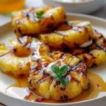 Sweet grilled pineapple skewers served on a platter at a summer BBQ