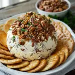 Ultimate cheese ball recipe with assorted toppings and garnishes