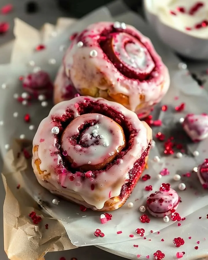 Valentine’s Day Red Velvet Cinnamon Rolls