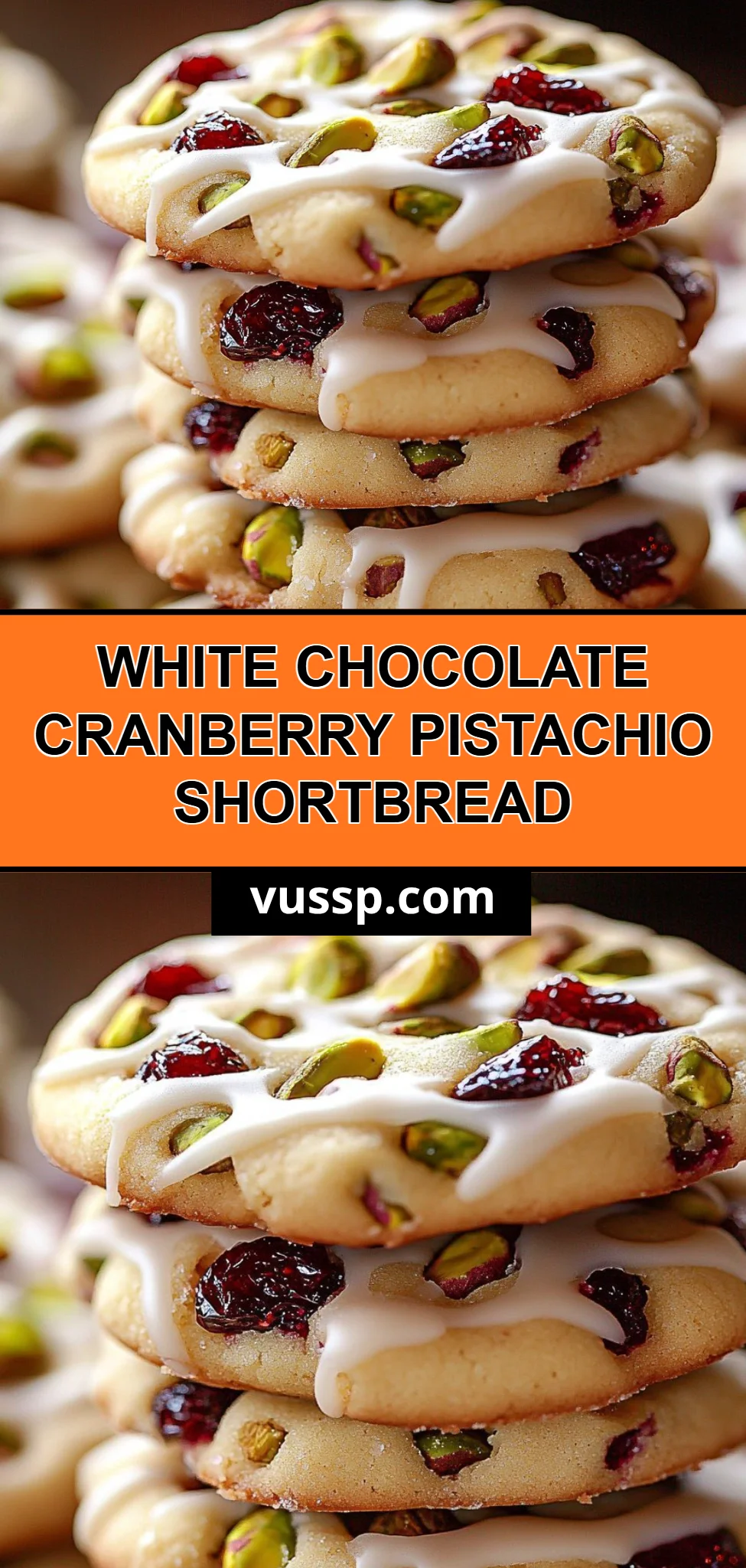 White Chocolate Cranberry Pistachio Shortbread