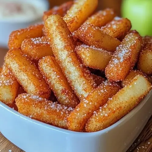 Delicious crispy apple fries made in an air fryer | Healthy snack recipe
