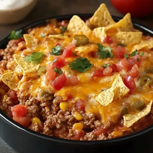 Delicious Authentic Casserole featuring vibrant Mexican flavors and ingredients.