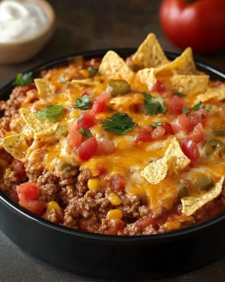 Delicious Authentic Casserole featuring vibrant Mexican flavors and ingredients.