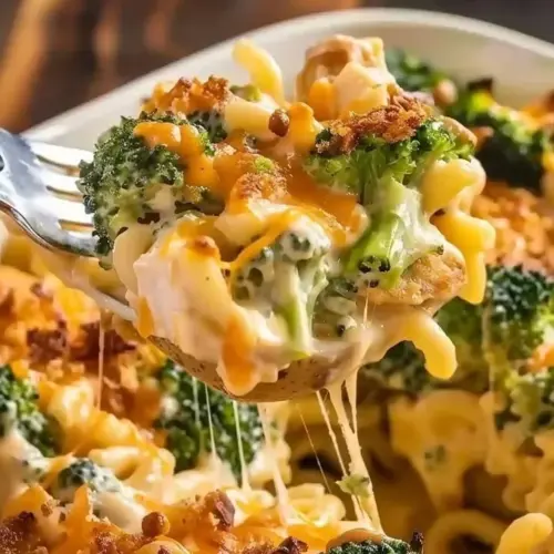 Cheesy chicken broccoli stuffed potatoes topped with melted cheese