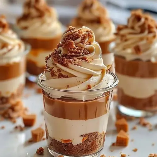 Decadent Biscoff cheesecake cups with creamy filling and cookie crust