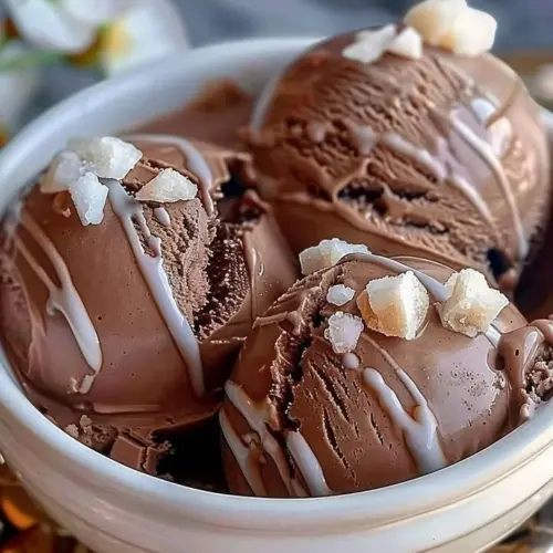 Deliciously rich decadent chocolate ice cream in a bowl