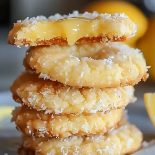 Delicious coconut lemon curd cookies on a plate