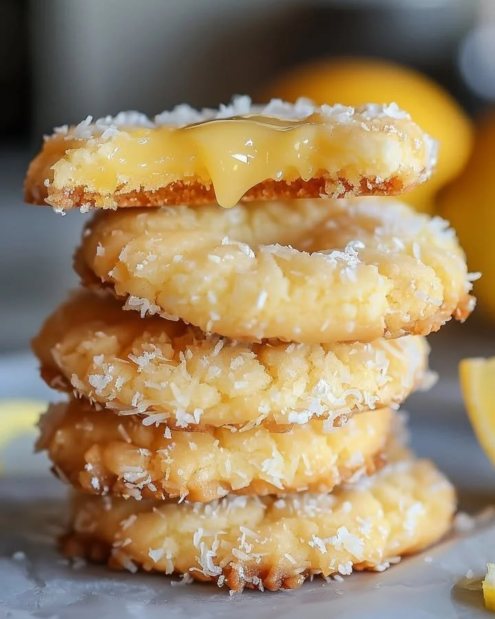 Delicious coconut lemon curd cookies on a plate