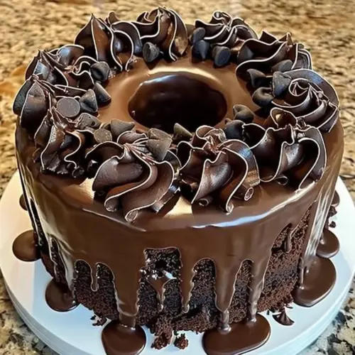 Decadent Fatal Chocolate Cake with rich chocolate frosting and decorations
